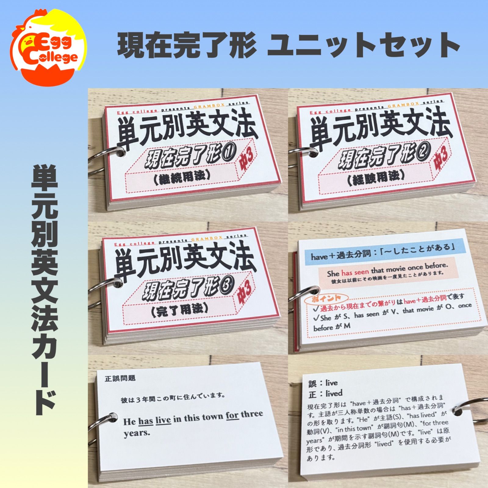 現在完了形】単元別英文法カード 中学生 テスト 復習 予習 試験