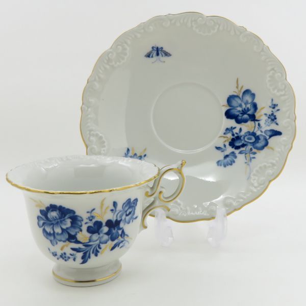 マイセン カップ＆ソーサー□ブルーフラワー ティーC&S 2客セット 青い