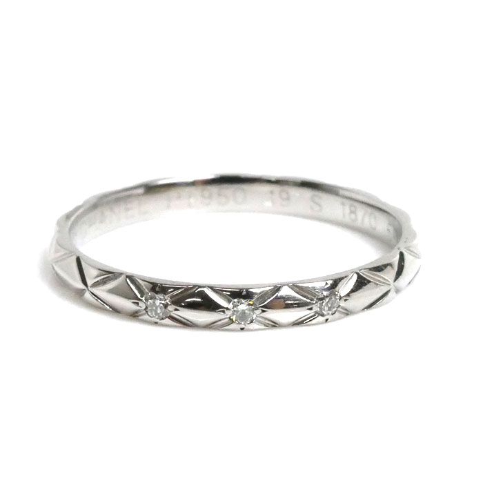 CHANEL シャネル Pt950プラチナ マトラッセ 3Pダイヤ リング・指輪  