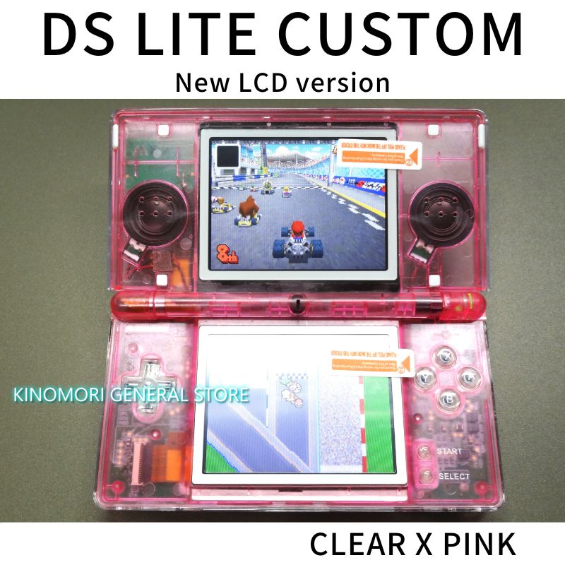 DS LITE CUSTOM CLEAR X PINK NEW LCD Ver - メルカリ