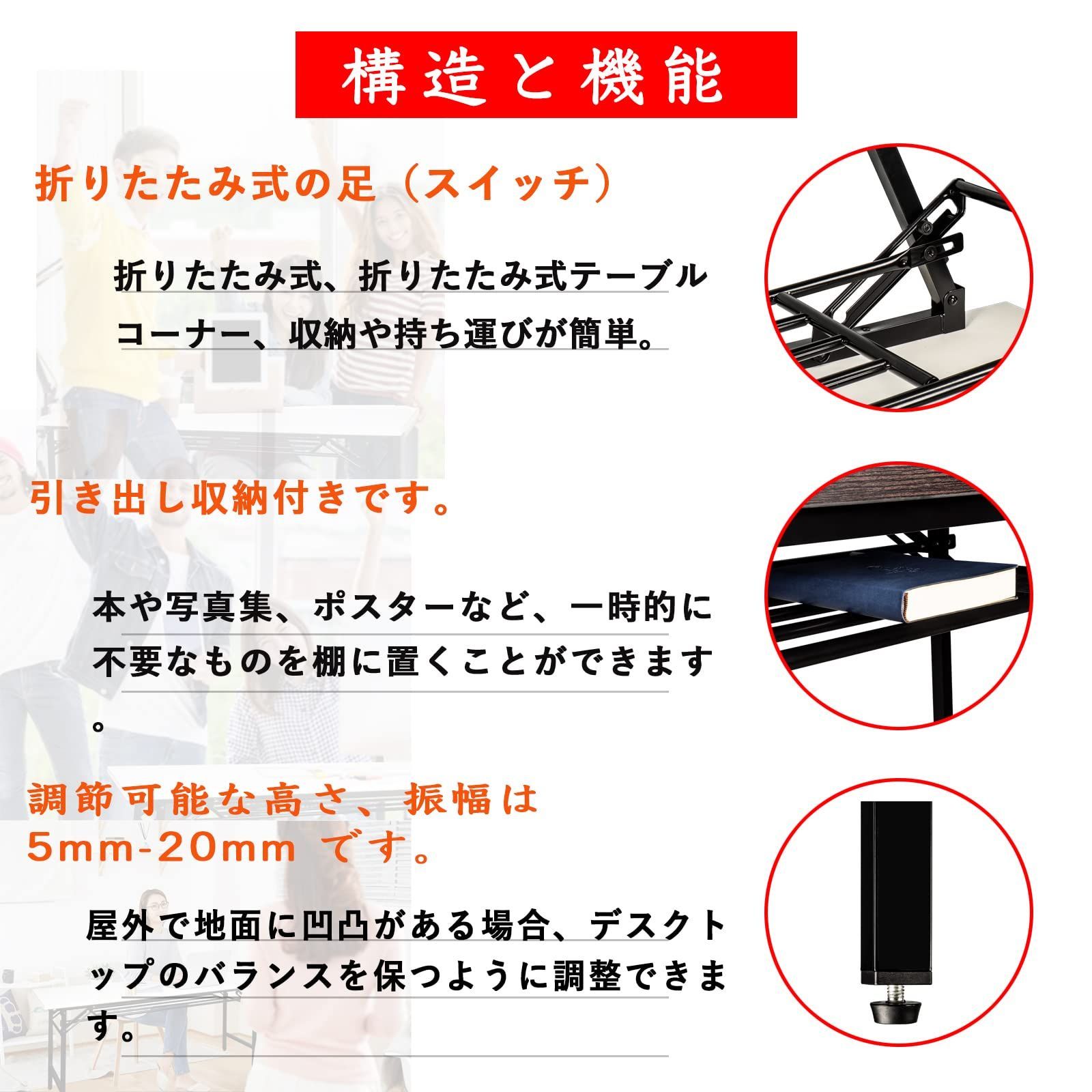 折りたたみ会議テーブル 重ねて省スペース収納が