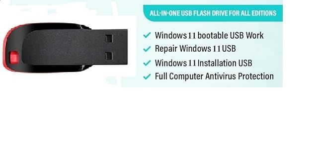 S.L Windows 11 ブータブルUSB (修復ツール) (すべてのWindows 11 PCに対応) (Windowsのインストール) (USBサムドライブのインストール) (フラッシュドライブ) ブータブルUSB 11 