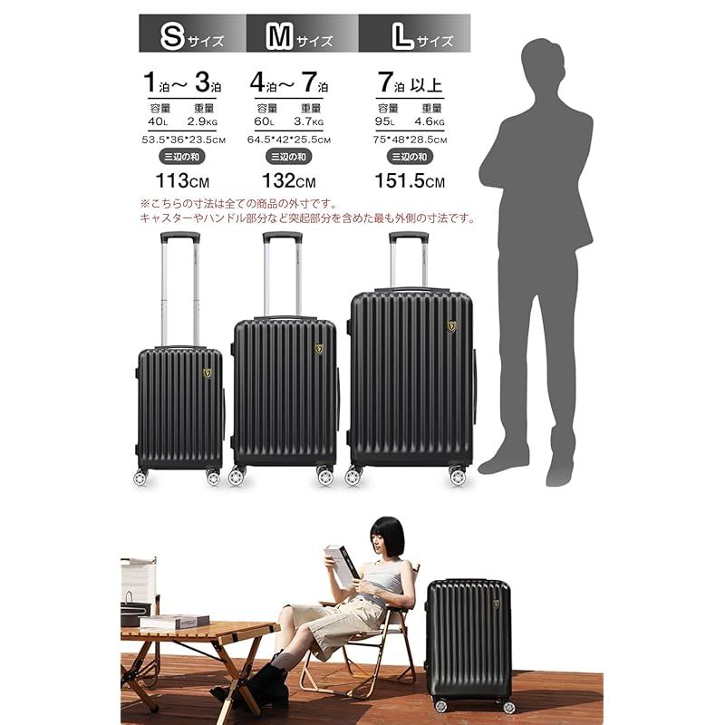 New Trip スーツケース キャリーケース ストッパー付き 機内持ち込み 軽量 大型 S M Lサイズ キャリーバッグ 耐衝撃 大容量 ファスナータイプ 静音 ダブルキャスター TSAロック 海外 旅行 ビジネス 出張 ブラック Lサイズ 7泊 0 DECORATOM_COM_BR