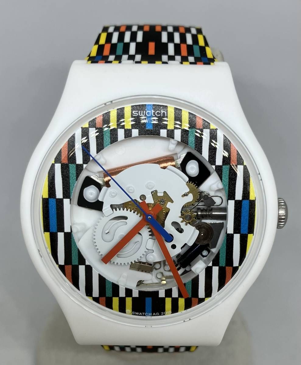SWATCH◇クォーツ腕時計/アナログ/-/WHT/BRW// ゆるかっ