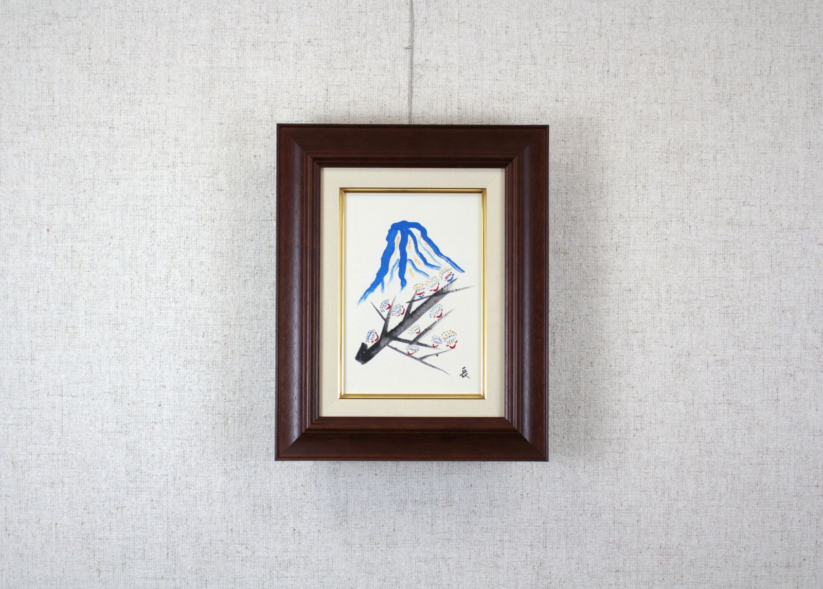 作家不明『梅と山』アクリル画 絵画 作家不明『梅と山』アクリル画 絵画 【公式通販】