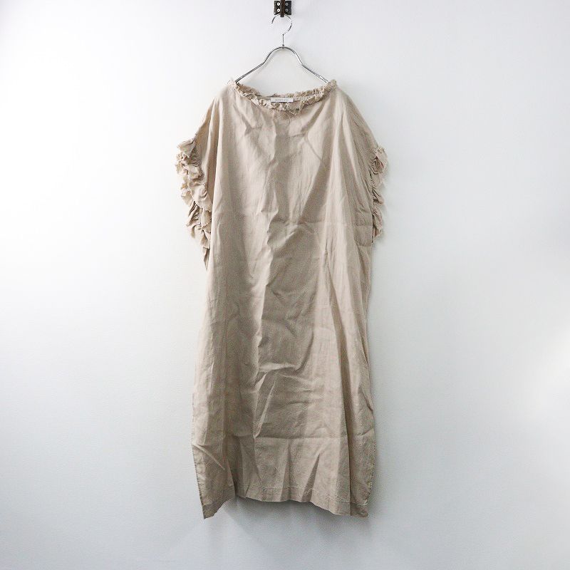 定価31900円 2025SS ハウスオブロータス HOUSE OF LOTUS 定番 リネンフリルワンピース M ベージュ|麻 ドレス 2400014369960