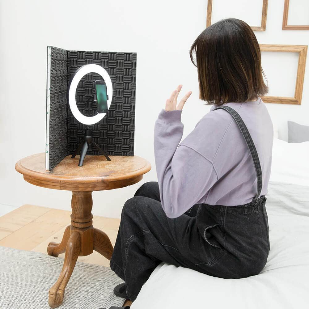 【限定タイムセール】 アンサー ゲーミングパーテーション ノイズバキュームブース 日本製|ゲーム実況|TRPG|ライブ配信|テレワーク|飛沫防止|両面テープかんたん接着|吸音材|エコーノイズ低減