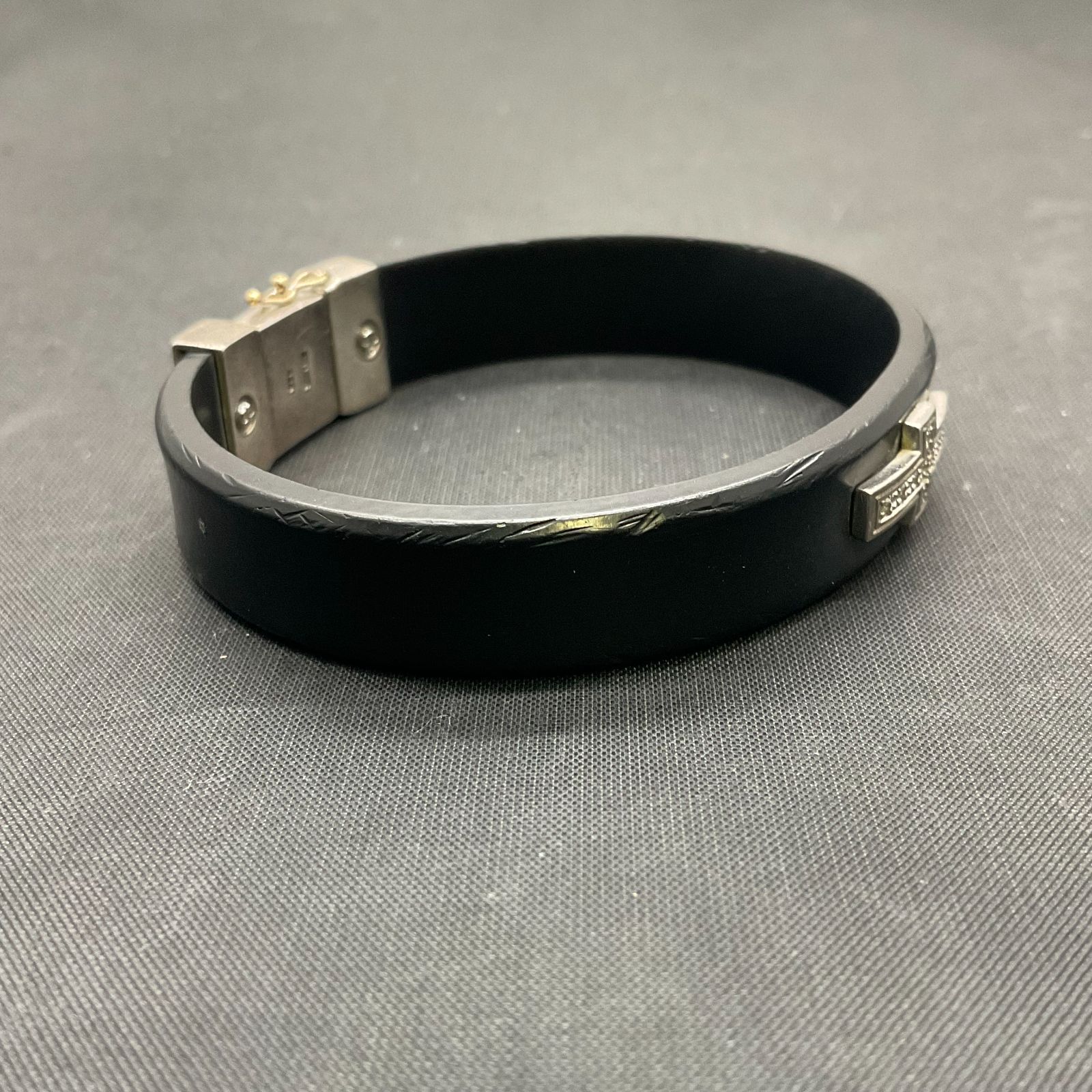 Sv925 ダイヤ付き ラバーブレス B25073784