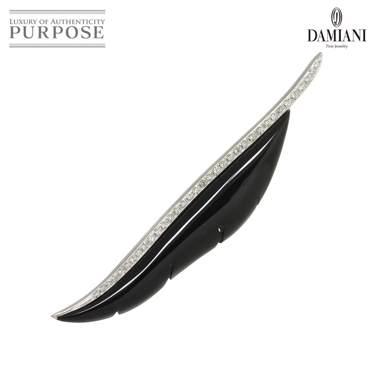 ダミアーニ DAMIANI オニキス ダイヤ ブローチ K18 WG ホワイトゴールド 750 Onyx Diamond Brooch 90273535
