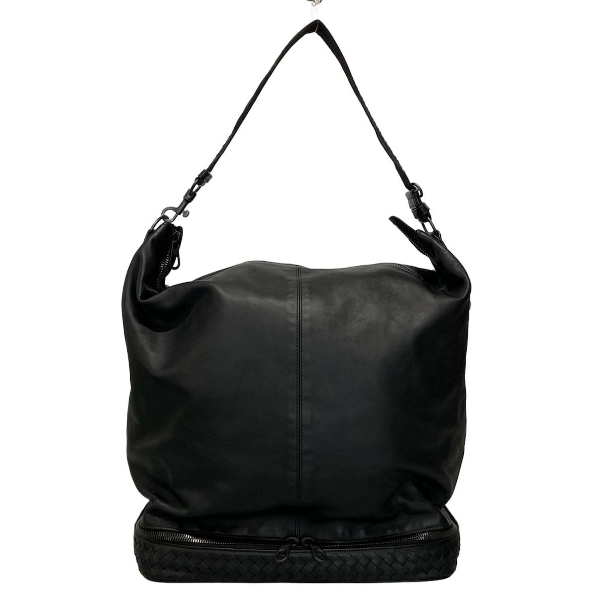 美品 ボッテガヴェネタ 本革ショルダーバッグ ホーボー ダークグレー