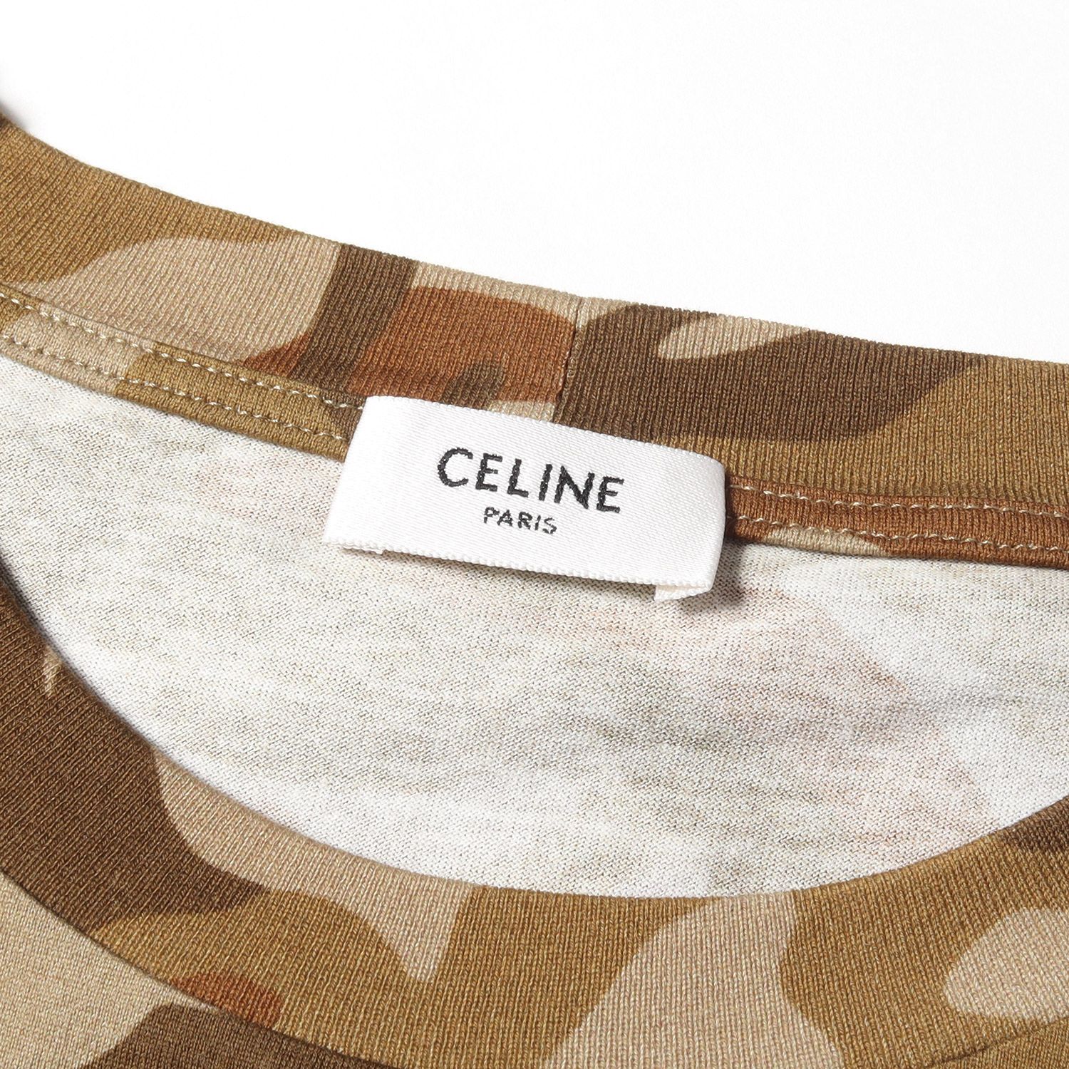 CELINE セリーヌ Tシャツ 迷彩 柄 ロゴ プリント コットン ジャージ ルーズ クルーネックTシャツ 2X681246Q 22SS カーキ  XS トップス カットソー 半袖 - メルカリ