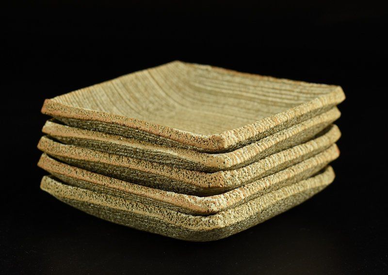 松井康成 練上げ小皿？ 松井康成 練上げ嘯裂文葉皿2枚 幻