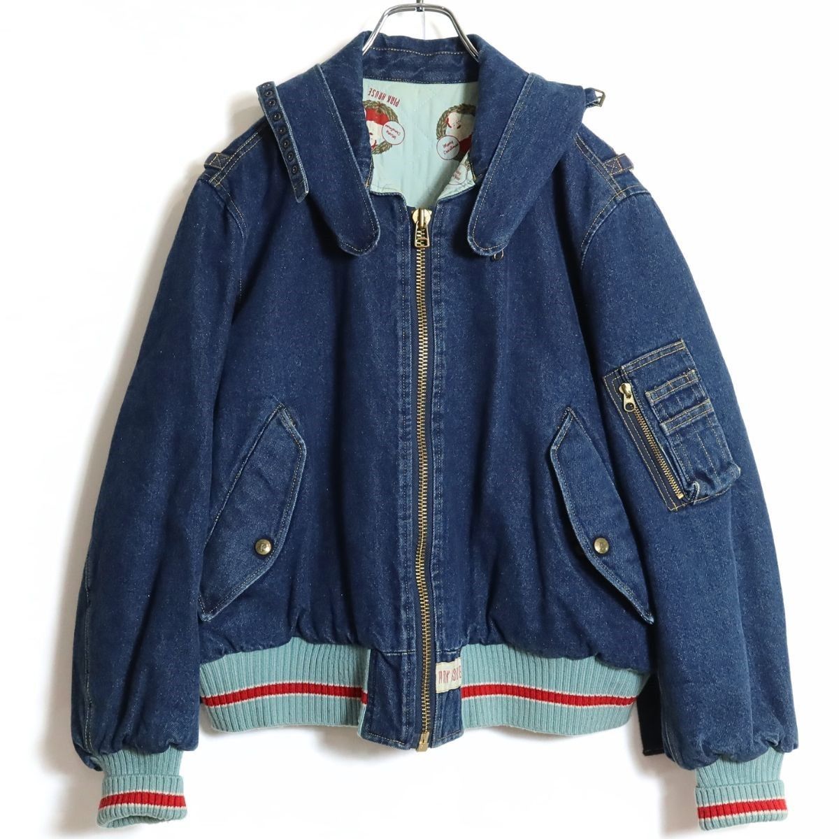美品　ピンクハウス　中綿デニムジャケットL　サンタ　ツリー　Xmas 　ワッペン 美品 ピンクハウス 中綿デニムジャケットL サンタ ツリー Xmas ワッペン