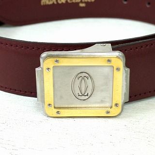 【美品】カルティエ マストライン ベルト ゴールド ボルドー スペイン製 カルティエ サントス ベルト マストライン ボルドー スペイン製