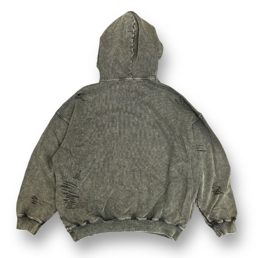 【関税込み】Feng Chen Wang グレー Sandwashed Ripped フーディ 定価61600円 新品 Feng Chen Wang Grey Ripped Jersy Hoodie