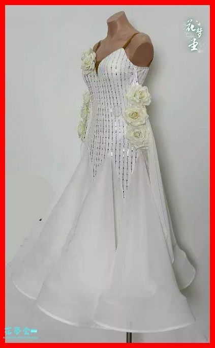 社交ダンスドレス モダンダンス 刺繍 キラキラ ホワイト オーダー