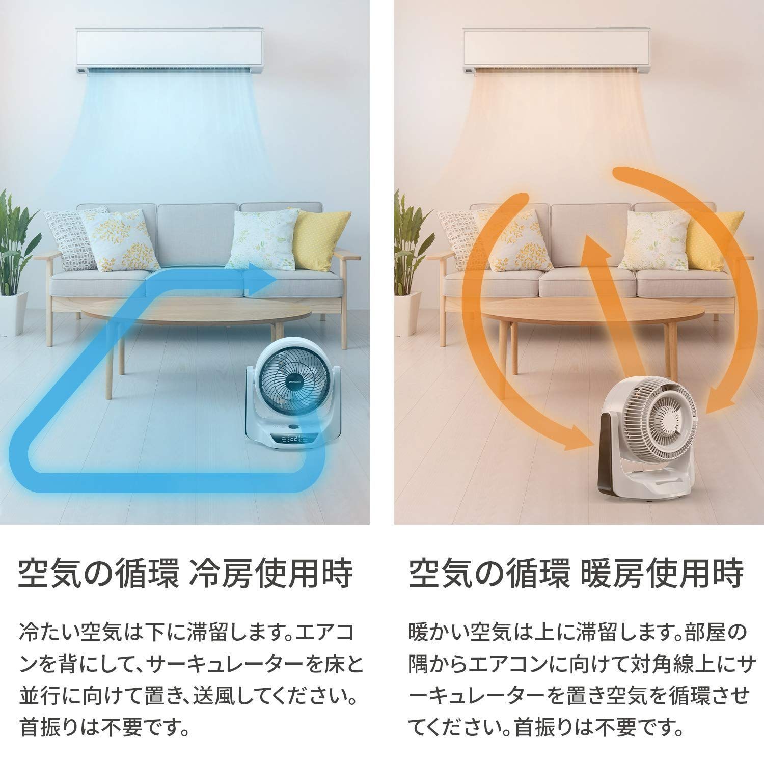 Pro Breeze サーキュレーター ファン 卓上扇風機 DCモーター 大風量