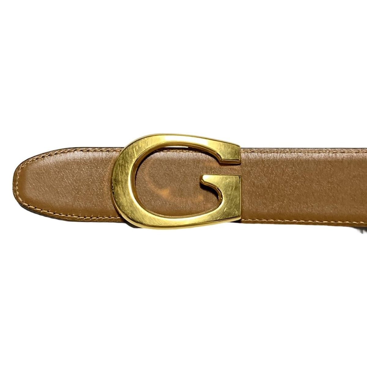 GUCCI ゴールドバックル レザーベルト 75-30-036 GUCCI(グッチ) ベルト 75 30 - ブラウン×ゴールド レザー - メルカリ
