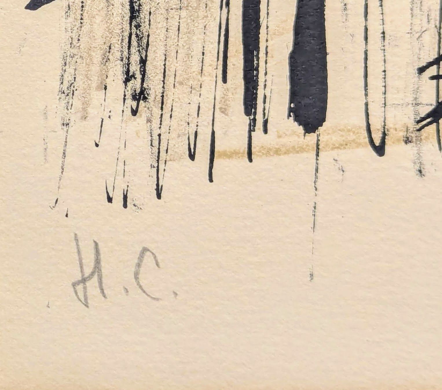 【真作】【直筆サイン】ベルナール・ビュッフェ「坂道と教会」【リトグラフ】【額付】 真作】【直筆サイン】ベルナール・ビュッフェ「坂道と教会