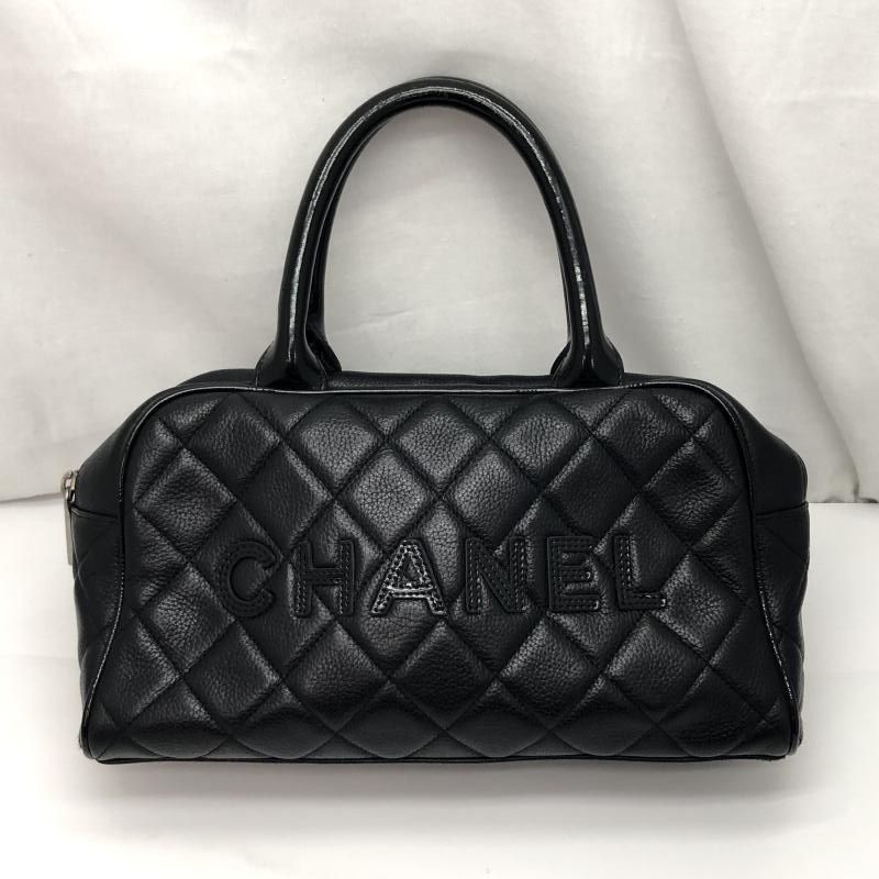 CHANEL キャビアスキン ミニボストン 黒 シャネル 91