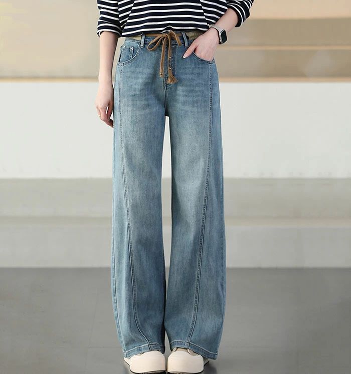 デニムパンツ レディース ストレートワイドパンツ デニム パンツ