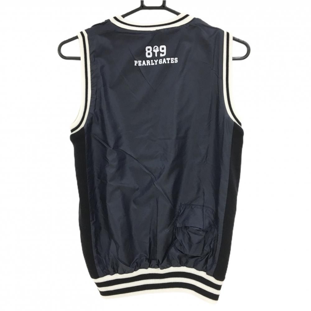 パーリーゲイツ リバーシブルニットベスト 白×ネイビー ウール混 レディース 1 M ゴルフウェア PEARLY GATES LLC-HASEGAWATOSO_COM