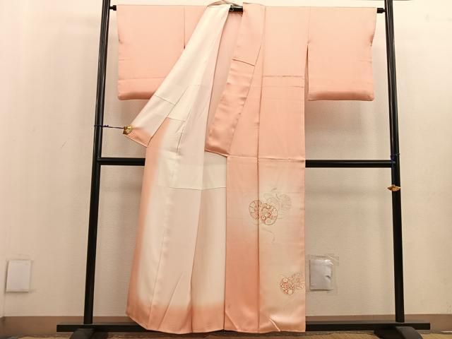 平和屋着物●訪問着　花唐草文　青海波　暈し染め　正絹　逸品　AAAX0699zg 平和屋着物○訪問着 花唐草文 青海波 暈し染め 正絹 逸品