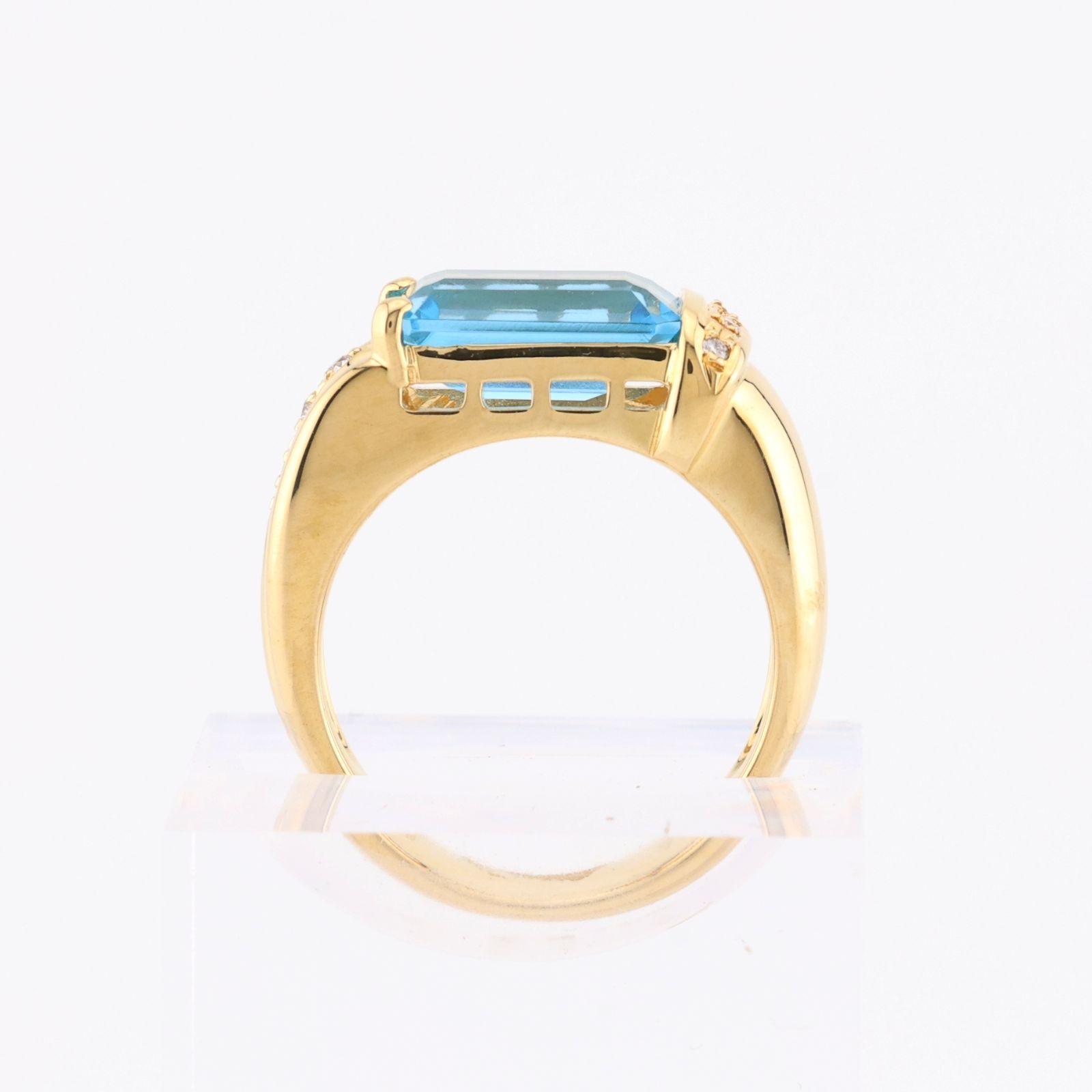 ブルートパーズ0.25ct ダイヤ0.06ct デザイン リング 10号 K18YG