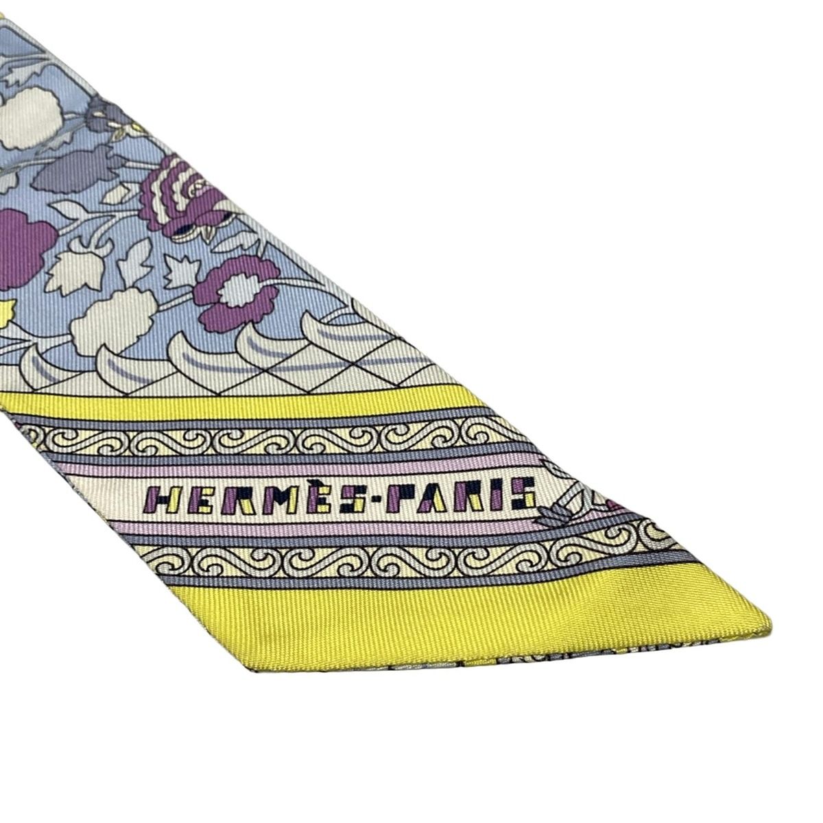 エルメス HERMES ツイリー ライトブルー×ライトパープル×マルチ TAPIS  