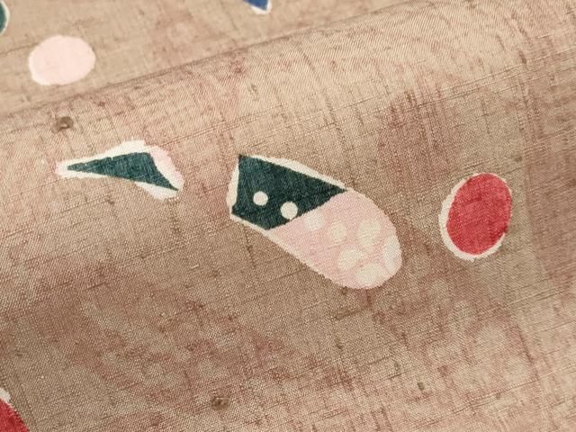 平和屋本店□極上 和染紅型 栗山紅型 栗山吉三郎 九寸名古屋帯 紬地