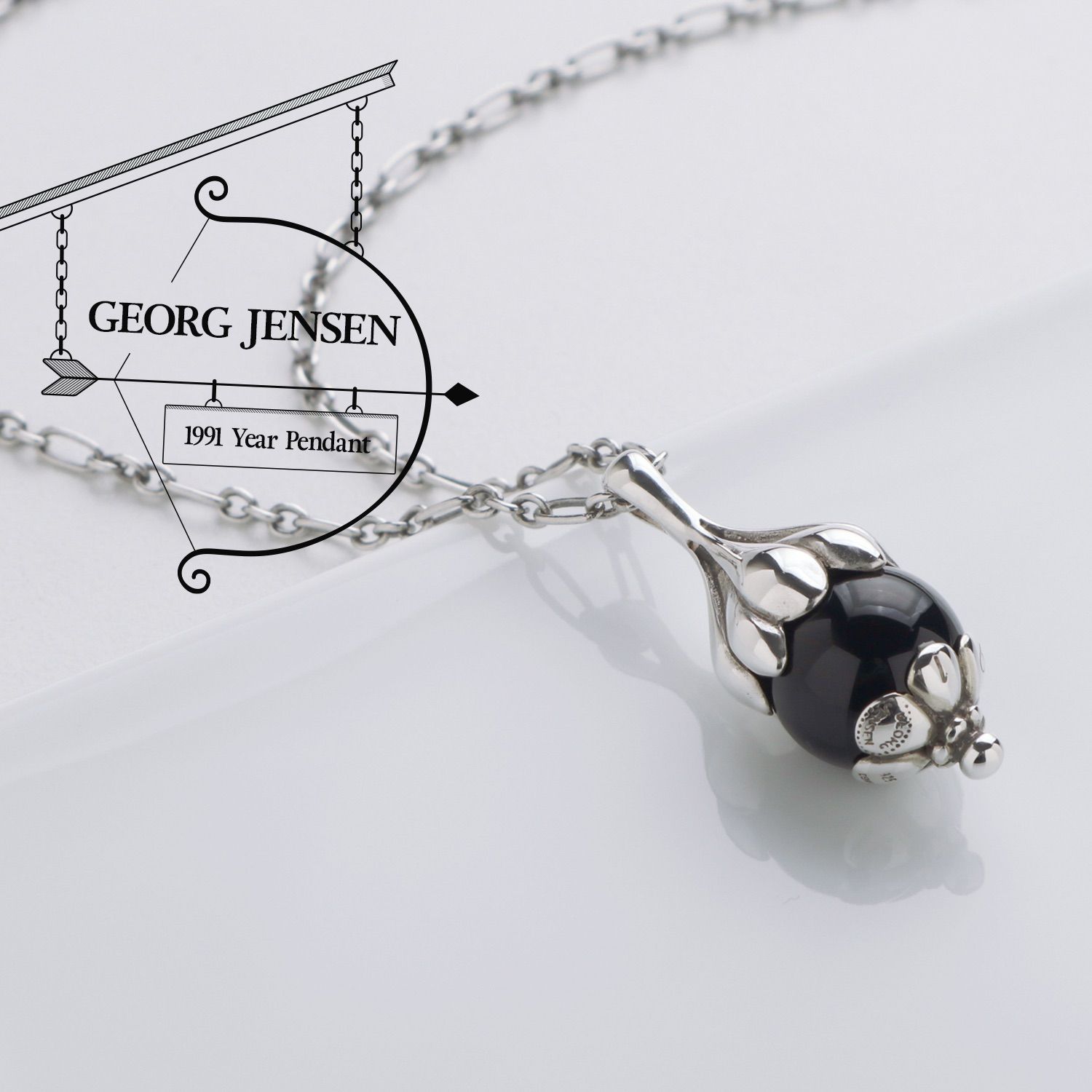 GEORG JENSEN ジョージ ジェンセン 1991 イヤー オニキス ネックレス ...