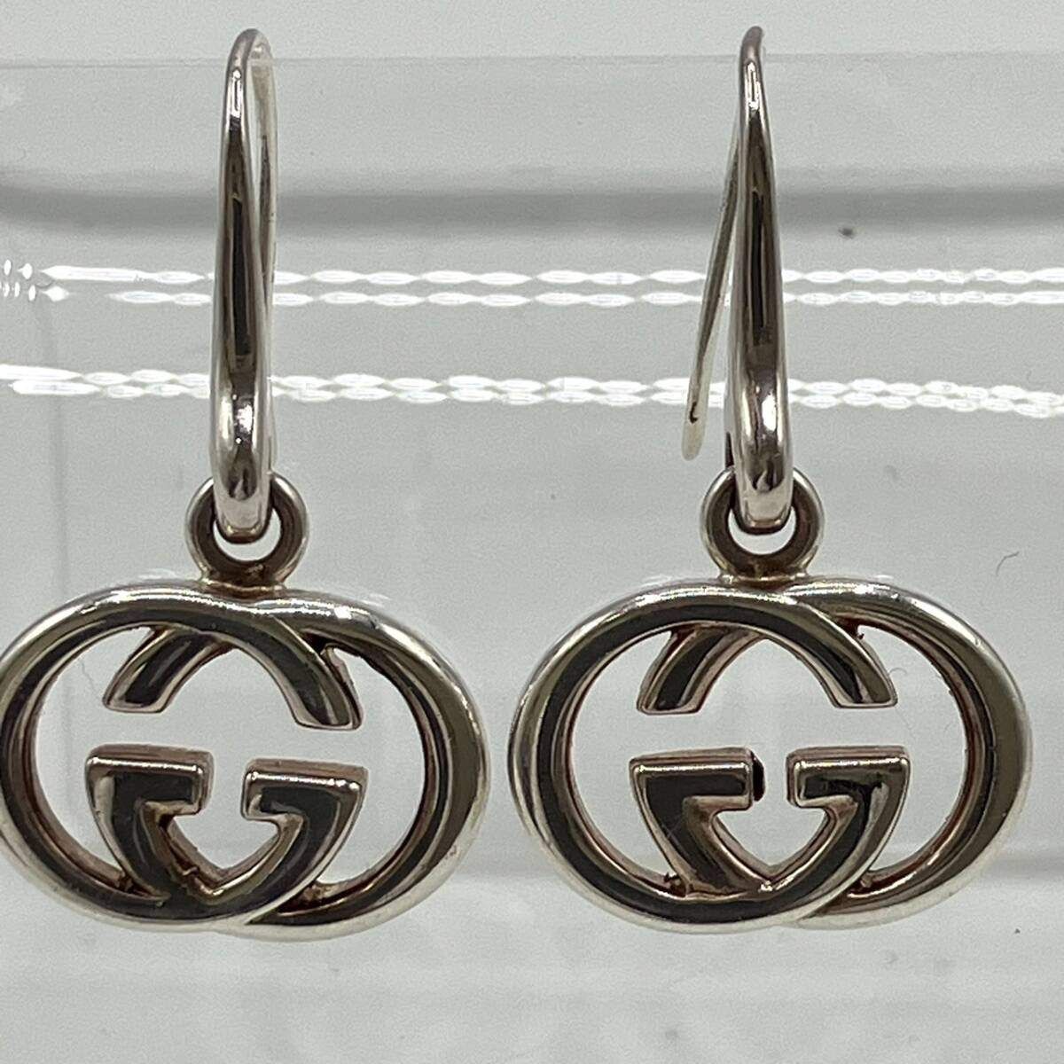 〇 GUCCI グッチ シルバー 925 GGロゴ ぶら下がり フックピアス