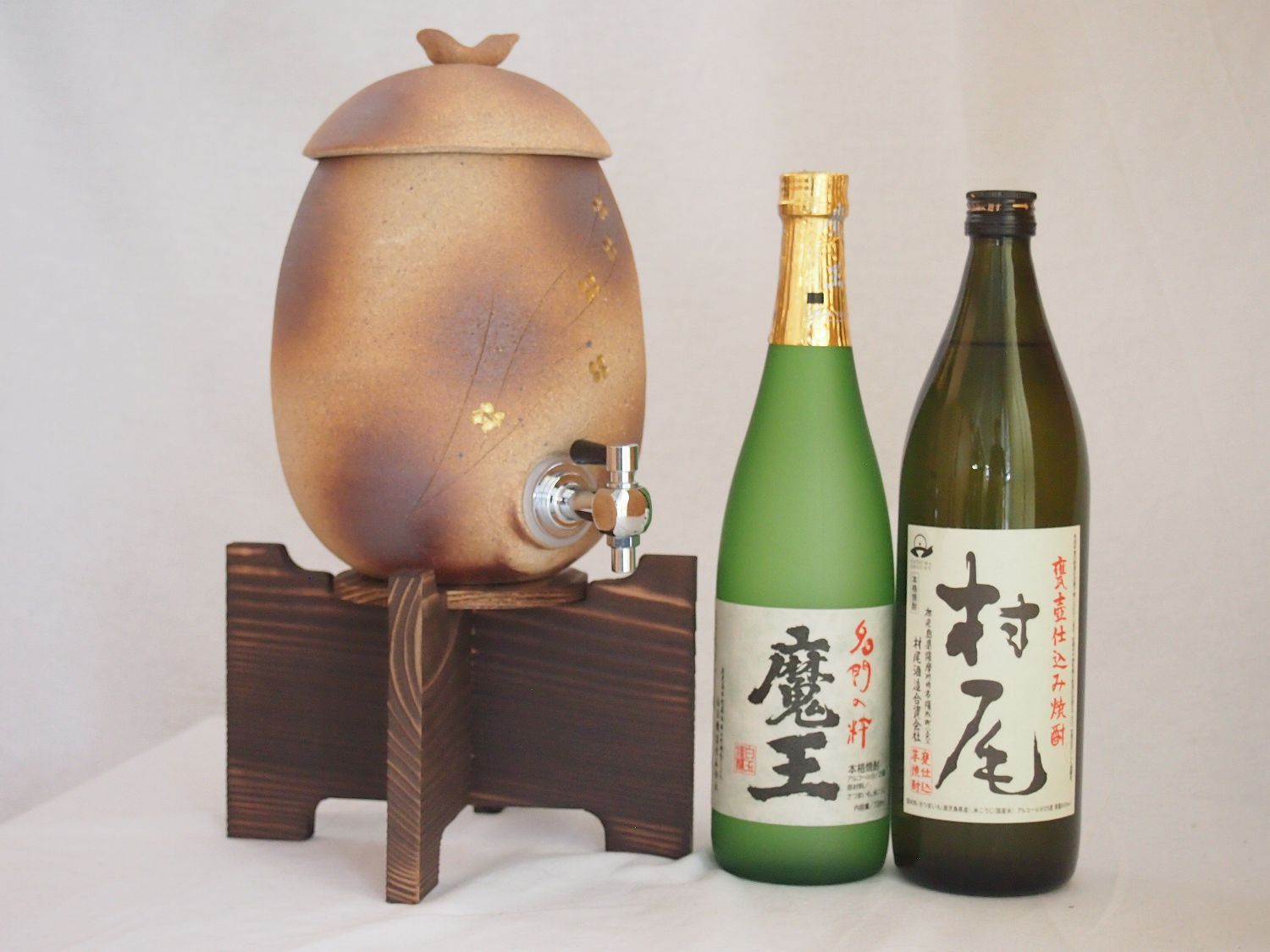 信楽焼・明山窯 焼酎サーバー 火色金小紋 2200cc(滋賀県)芋焼酎2本
