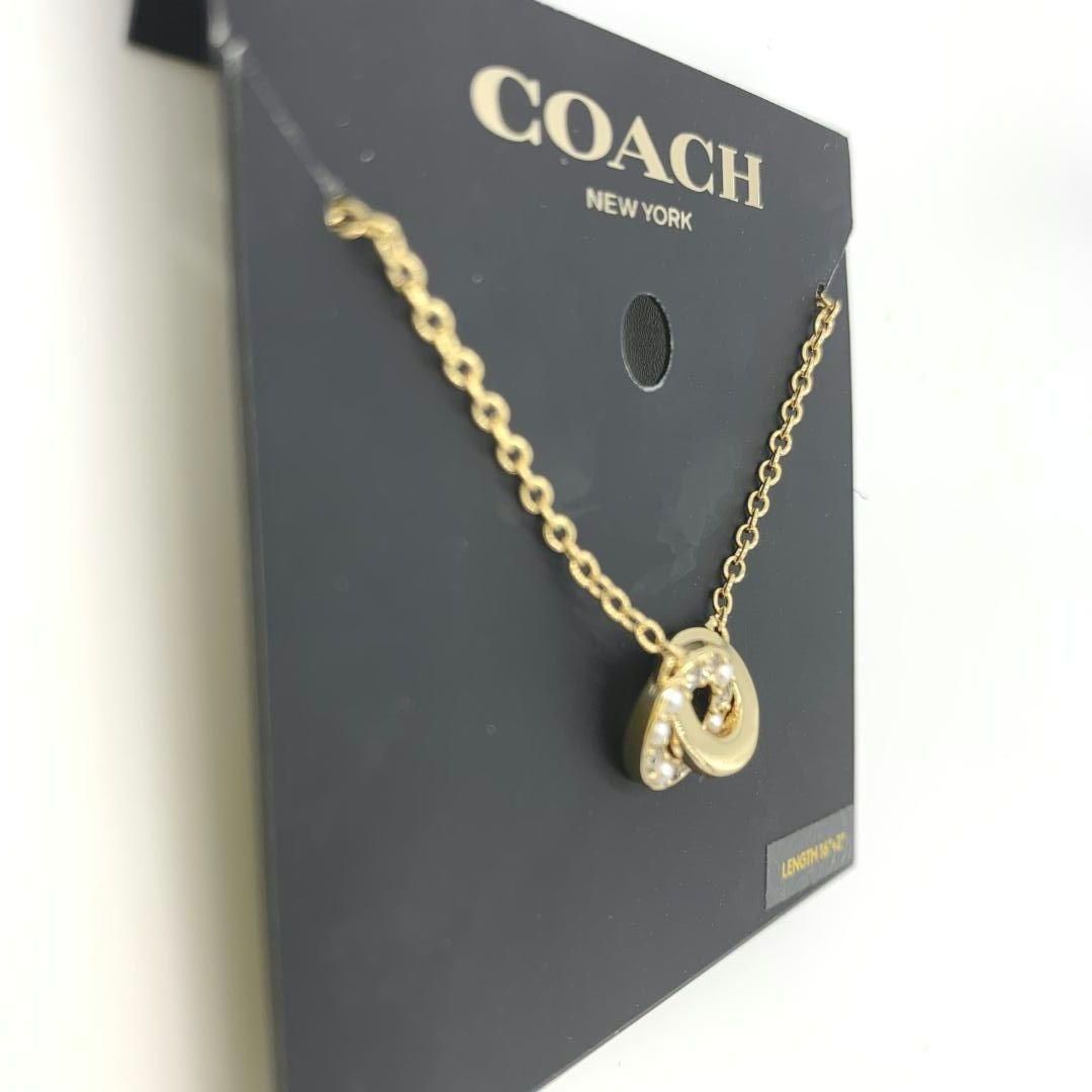 COACH] インターロッキング オープンサークル パールペンダント 