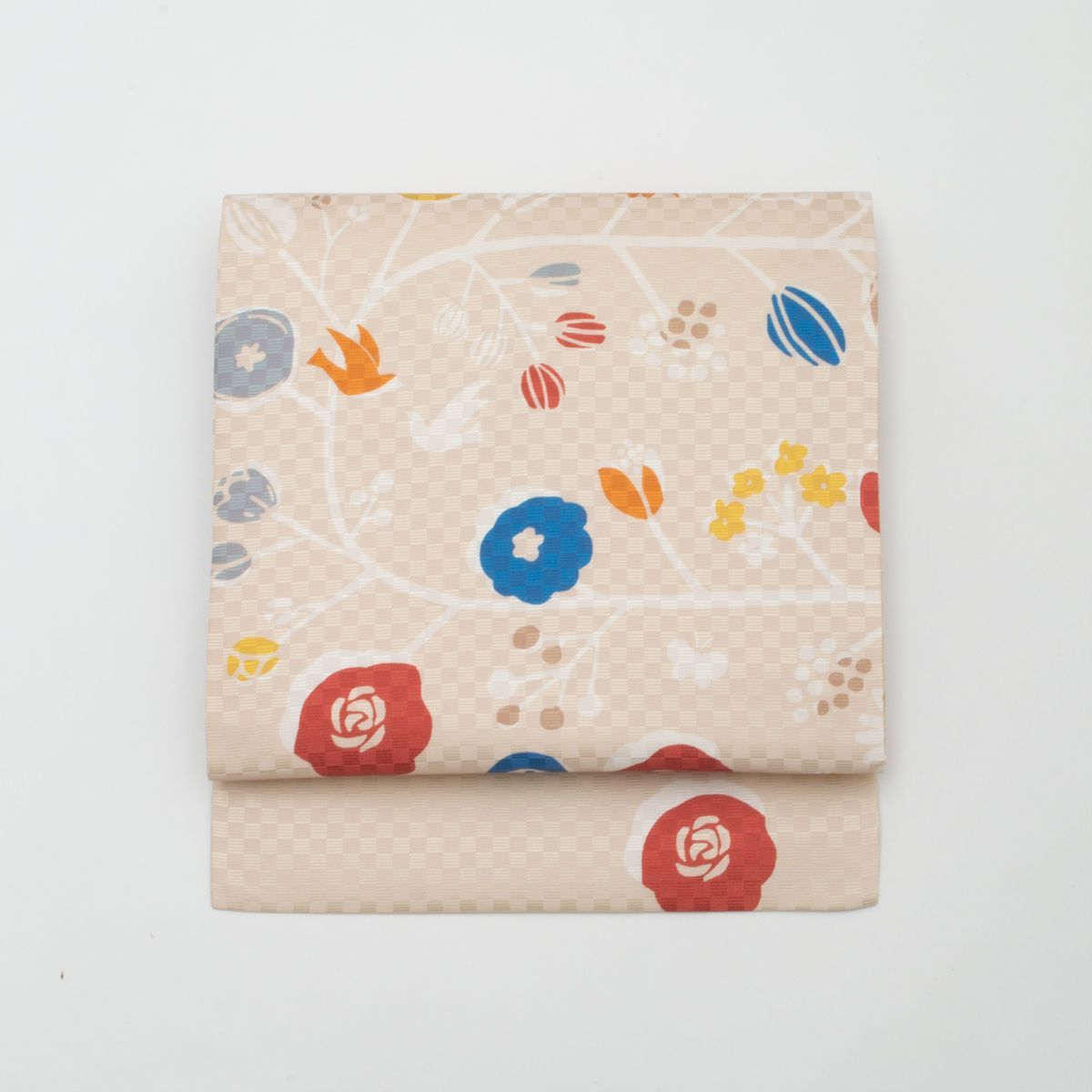 目玉商品】4302木綿半幅帯 アニマルランド 豪華帯留め・根付・絹帯締め