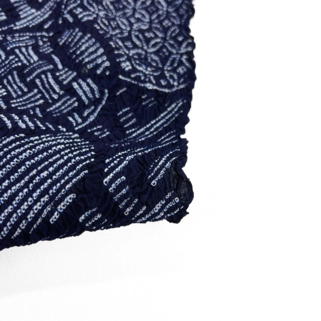 未使用有松鳴海絞り浴衣反物紗綾形伝統和模様藍染着物043a d