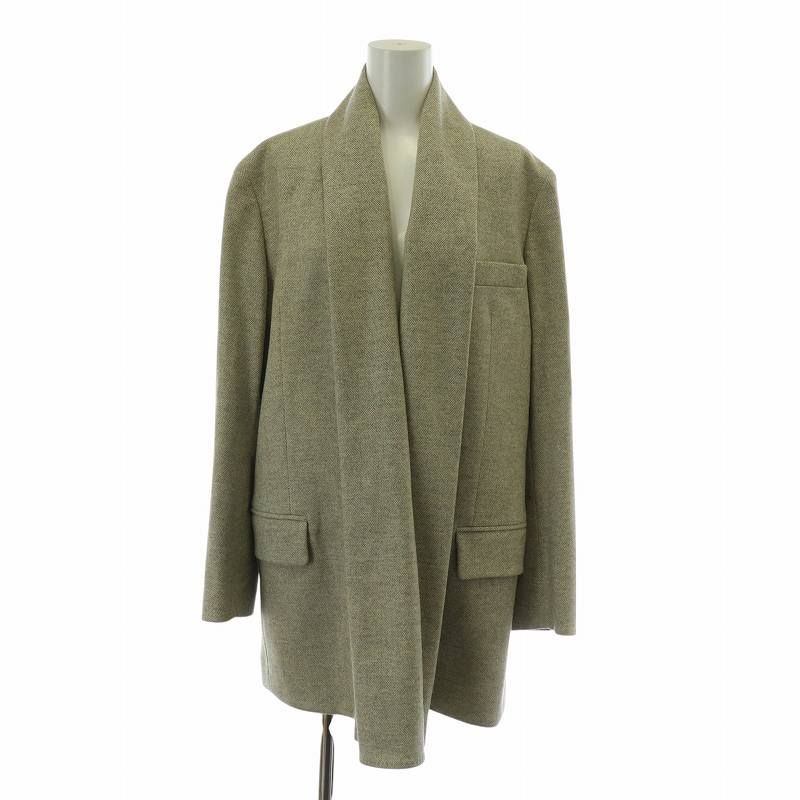 エルメス HERMES タグ付き マルジェラ期 マルタンマルジェラ Martin Margiela ショールカラージャケット カーディガン ガウン ウール カシミヤ混 ヘリンボーン柄 長袖 36 S グレー /XZ GY18