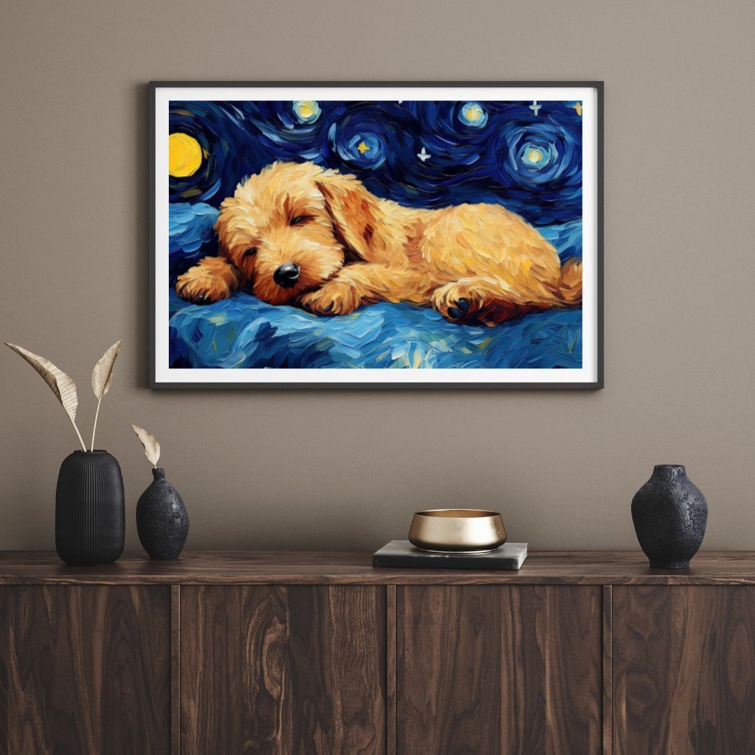 The starry night - Goldendoodle Puppy Dog 02（星降る夜
