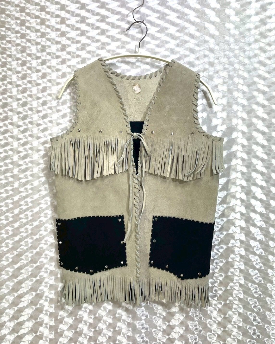 70s 80s 古着　レザーベスト　フリンジ　編み上げ　ヴィンテージ　ウエスタン 70s 80s 古着 レザーベスト フリンジ 編み上げ ヴィンテージ
