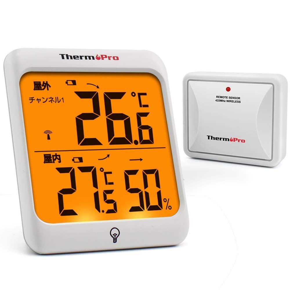大画面タッチスクリーン湿温度計 デジタル温度計 - 置時計