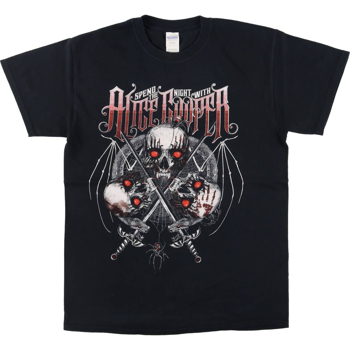 古着 ギルダン GILDAN ALICE COOPER アリスクーパー ドクロ柄 スカル柄 バンドTシャツ バンT メンズM相当|eaa541541