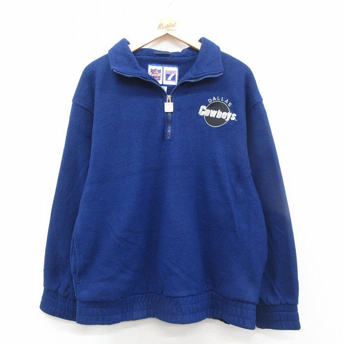 XL/古着 長袖 ハーフジップ フリース ジャケット メンズ 00s NFC ダラスカウボーイズ 青 ブルー アメフト スーパーボウル 24nov11 中古 ア