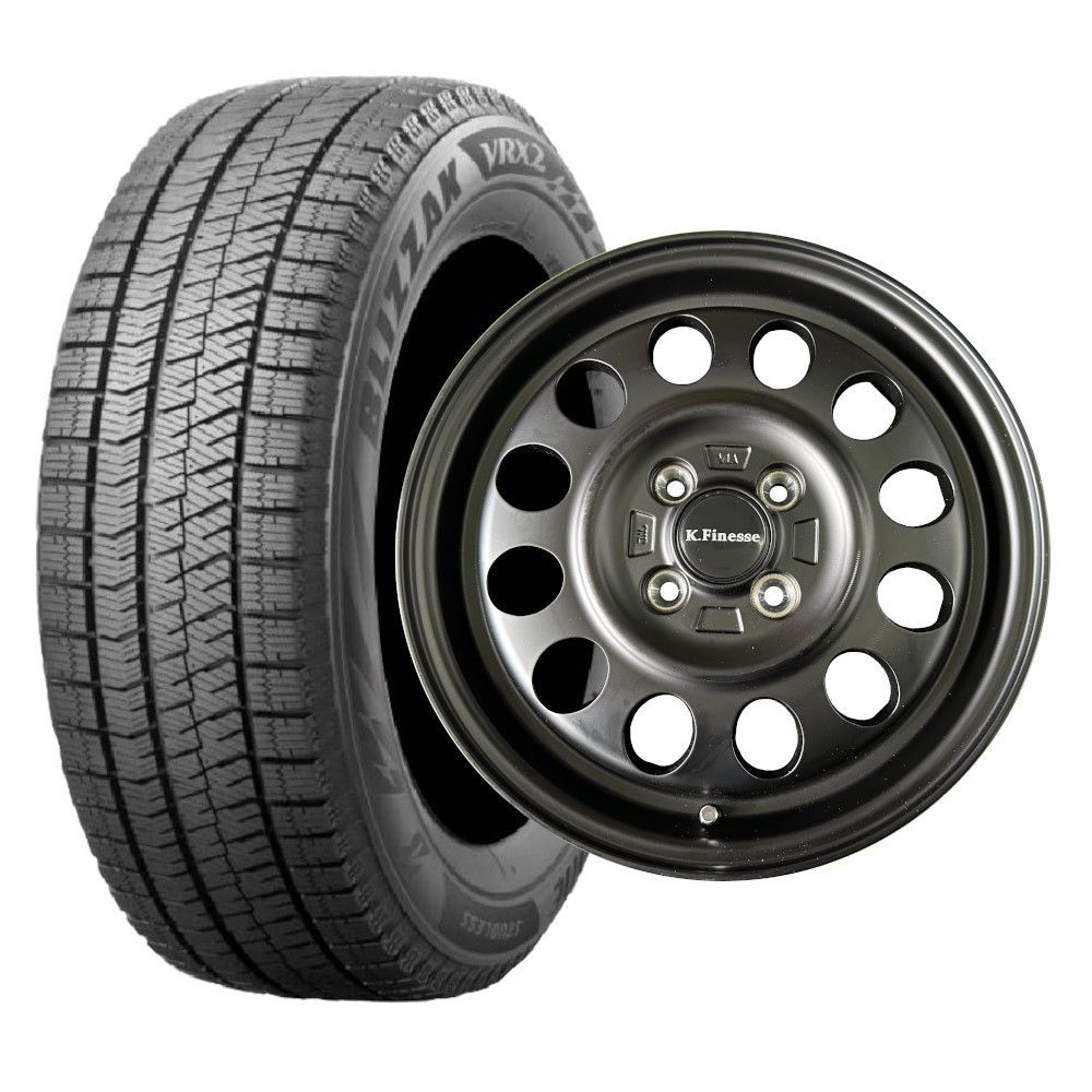 タイヤはブリヂストンVブリヂストンVRX2　155/65R14新品アルミ4本セットケイフィネスD12