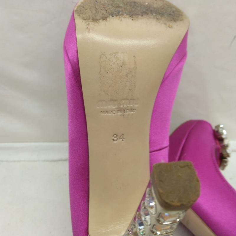 miu miu ミュウミュウ パンプス ビジュー パンプス オープントゥ ハイヒール サテン地 34 KIN-KAAI_COM