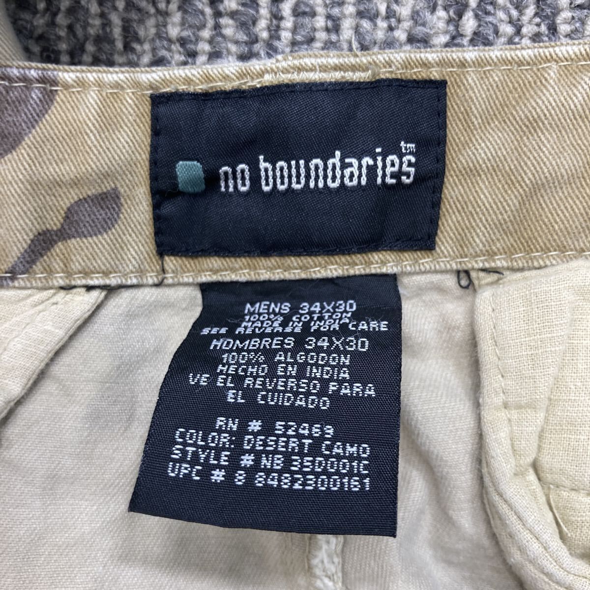no boundaries カーゴパンツ W34 ベージュ ブラウン ジップ
