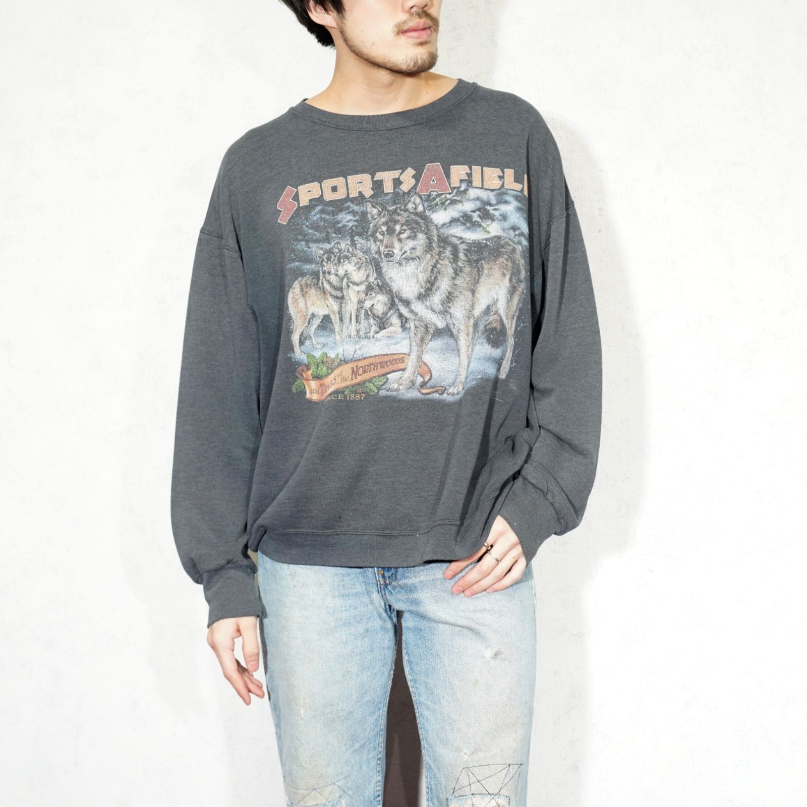USA VINTAGE croft&barrow DOG EMBROIDERY DESIGN SWEAT SHIRT