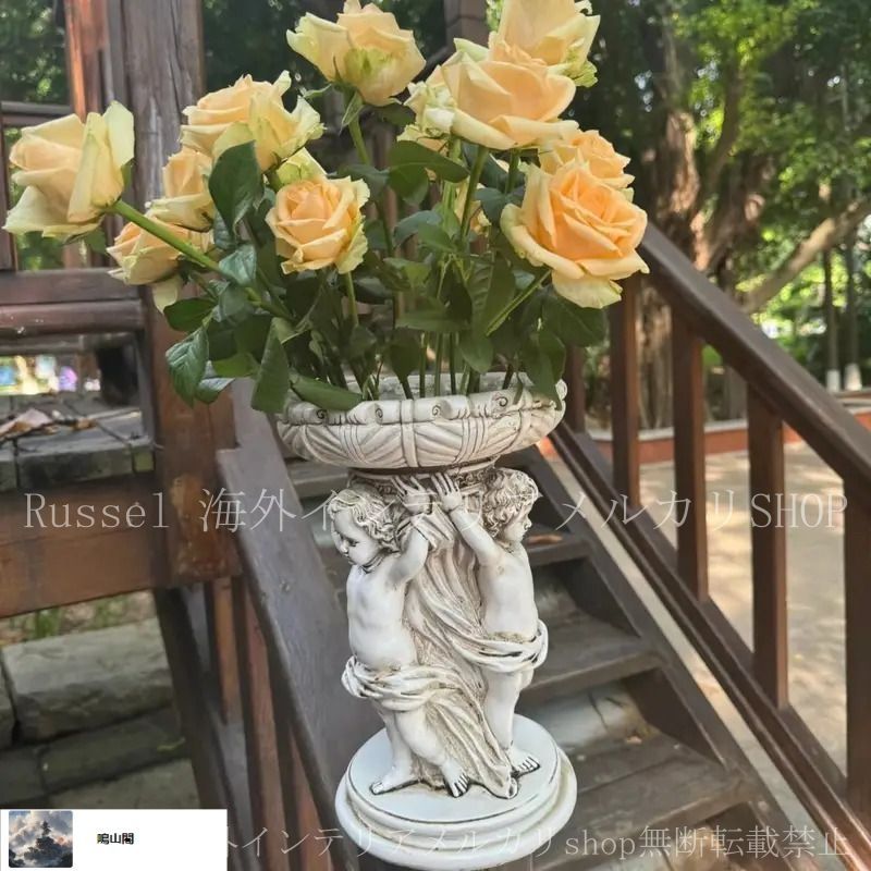 ガーデンオーナメント オブジェ 置物 フラワーポット プランター ポット 天使 エンジェル 彫刻 像 屋外 屋内 庭 ガーデニング デコレーション 4-7