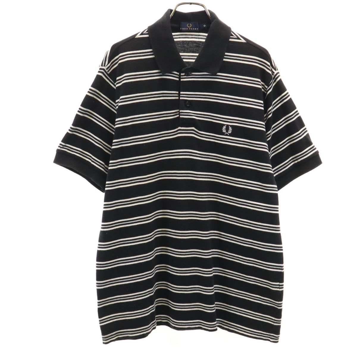 FRED PERRY フレッドペリー 日本製 ボーダー柄 半袖 ポロシャツ O 
