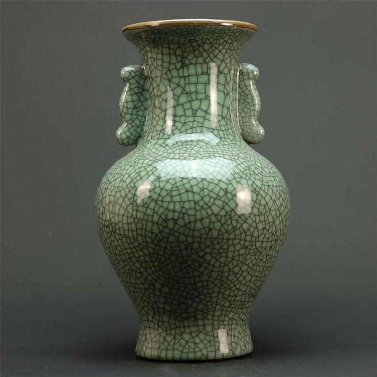 宋湖田窯影青釉瓜稜双耳瓶 景徳鎮 陶磁器 装飾品 現代工芸品美術品 置物 北宋青磁割れ両耳瓶 景徳鎮 陶磁器 装飾品 現代工芸品 美術品