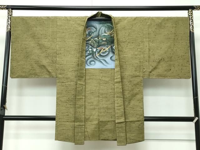 平和屋着物■極上　男性　紬　髭紬羽織セット　海松色　逸品　未使用　CZAA3615s5 平和屋着物□極上 男性 紬 髭紬羽織セット 海松色 逸品 未使用